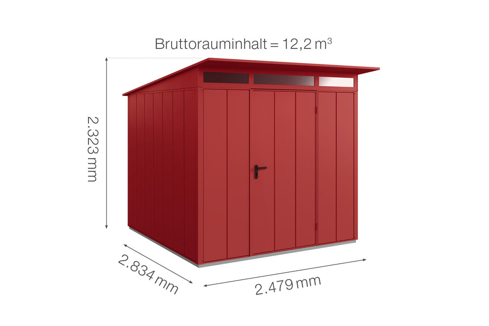 Hörmann Gerätehaus Modell Berry Modern Typ2 purpurrot Einzeltür Maße