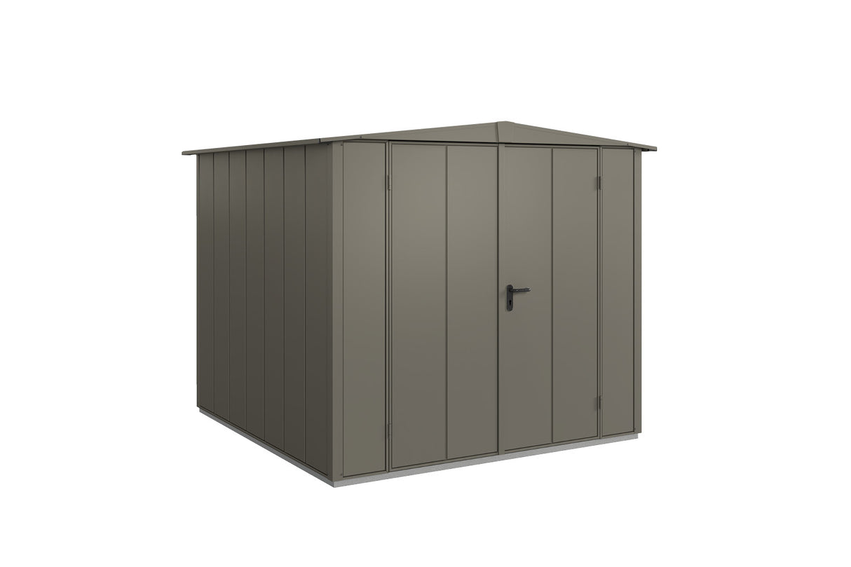 Hörmann Gerätehaus Modell Berry Modern Typ2 Satteldach quarzgrau Doppeltür freigestellt