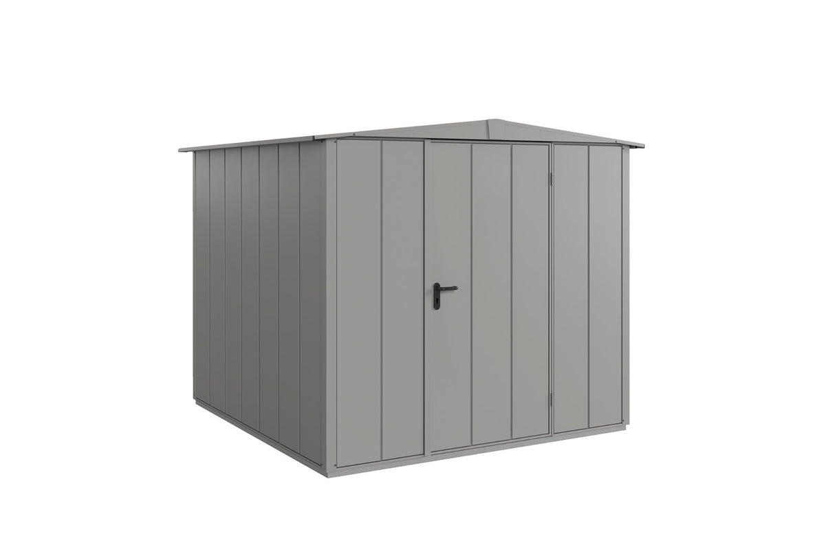 Hörmann Gerätehaus Modell Berry Modern Typ2 Satteldach graualuminium Einzeltür freigestellt