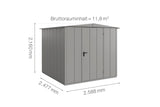 Hörmann Gerätehaus Modell Berry Modern Typ2 Satteldach graualuminium Einzeltür Maße
