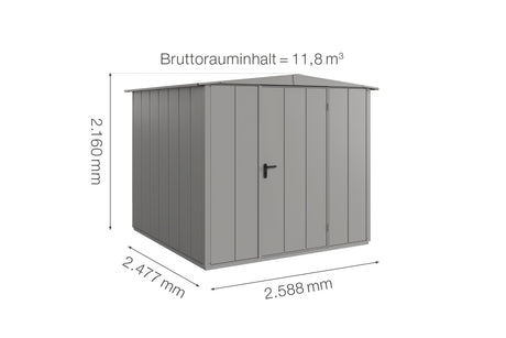 Hörmann Gerätehaus Modell Berry Modern Typ2 Satteldach graualuminium Einzeltür Maße