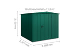 Hörmann Gerätehaus Modell Berry Modern Typ2 Satteldach moosgrün Einzeltür Maße
