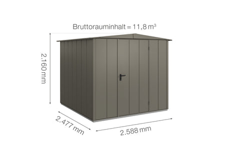 Hörmann Gerätehaus Modell Berry Modern Typ2 Satteldach quarzgrau Einzeltür Maße