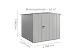 Hörmann Gerätehaus Modell Berry Modern Typ2 Satteldach weißaluminium Einzeltür Maße