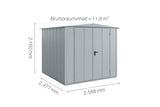 Hörmann Gerätehaus Modell Berry Modern Typ2 Satteldach fenstergrau Doppeltür Maße