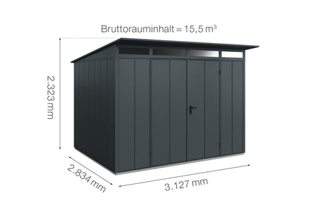 Hörmann Gerätehaus Modell Berry Modern Typ3 anthrazit Doppeltür Maße