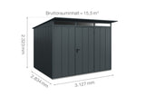 Hörmann Gerätehaus Modell Berry Modern Typ3 anthrazit Einzeltür Maße