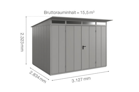 Hörmann Gerätehaus Modell Berry Modern Typ3 graualuminium Doppeltür Maße