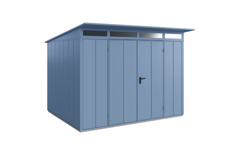 Hörmann Gerätehaus Modell Berry Modern Typ3 taubenblau Doppeltür freigestellt