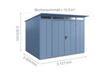 Hörmann Gerätehaus Modell Berry Modern Typ3 taubenblau Doppeltür Maße