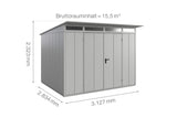 Hörmann Gerätehaus Modell Berry Modern Typ3 weißaluminium Doppeltür Maße