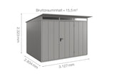 Hörmann Gerätehaus Modell Berry Modern Typ3 graualuminium Einzeltür Maße