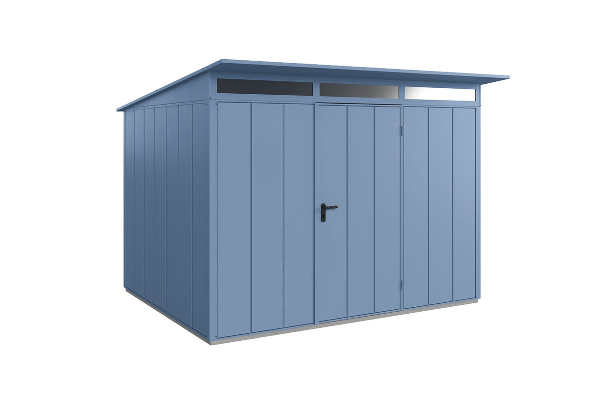 Hörmann Gerätehaus Modell Berry Modern Typ3 taubenblau Einzeltür freigestellt