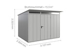 Hörmann Gerätehaus Modell Berry Modern Typ3 weißaluminium Einzeltür Maße