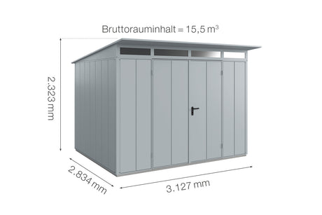 Hörmann Gerätehaus Modell Berry Modern Typ3 fenstergrau Doppeltür Maße
