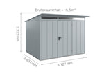 Hörmann Gerätehaus Modell Berry Modern Typ3 fenstergrau Einzeltür Maße