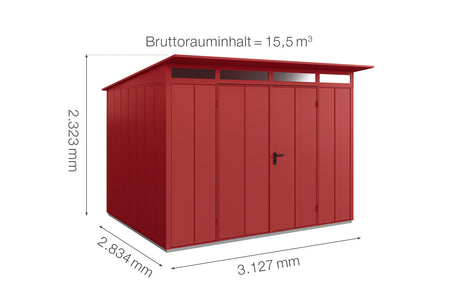 Hörmann Gerätehaus Modell Berry Modern Typ3 purpurrot Doppeltür Maße