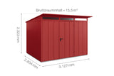 Hörmann Gerätehaus Modell Berry Modern Typ3 purpurrot Einzeltür Maße