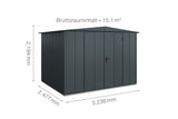 Hörmann Gerätehaus Modell Berry Modern Typ3 Satteldach anthrazit Doppeltür Maße