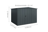 Hörmann Gerätehaus Modell Berry Modern Typ3 Satteldach anthrazit Einzeltür Maße
