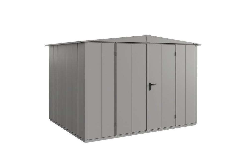 Hörmann Gerätehaus Modell Berry Modern Typ3 Satteldach graualuminium Doppeltür freigestellt