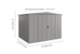 Hörmann Gerätehaus Modell Berry Modern Typ3 Satteldach graualuminium Doppeltür Maße