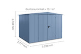 Hörmann Gerätehaus Modell Berry Modern Typ3 Satteldach taubenblau Doppeltür Maße