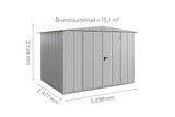 Hörmann Gerätehaus Modell Berry Modern Typ3 Satteldach weißaluminium Doppeltür Maße
