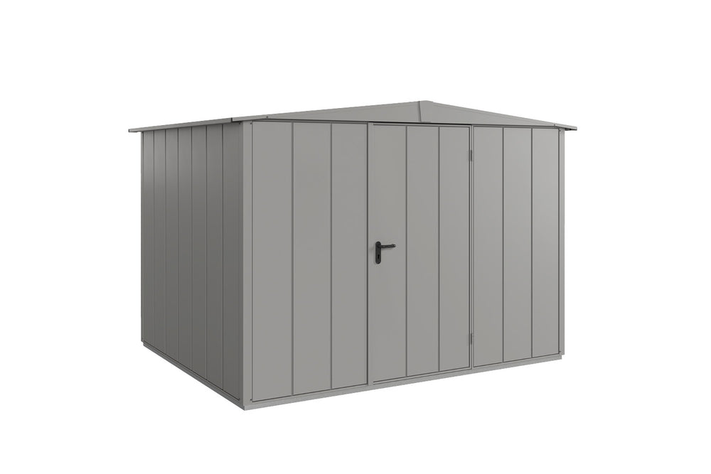 Hörmann Gerätehaus Modell Berry Modern Typ3 Satteldach graualuminium Einzeltür freigestellt