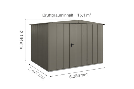 Hörmann Gerätehaus Modell Berry Modern Typ3 Satteldach quarzgrau Einzeltür Maße