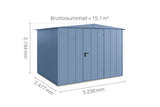 Hörmann Gerätehaus Modell Berry Modern Typ3 Satteldachtaubenblau Einzeltür Maße