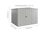 Hörmann Gerätehaus Modell Berry Modern Typ3 Satteldach weißaluminium Einzeltür Maße