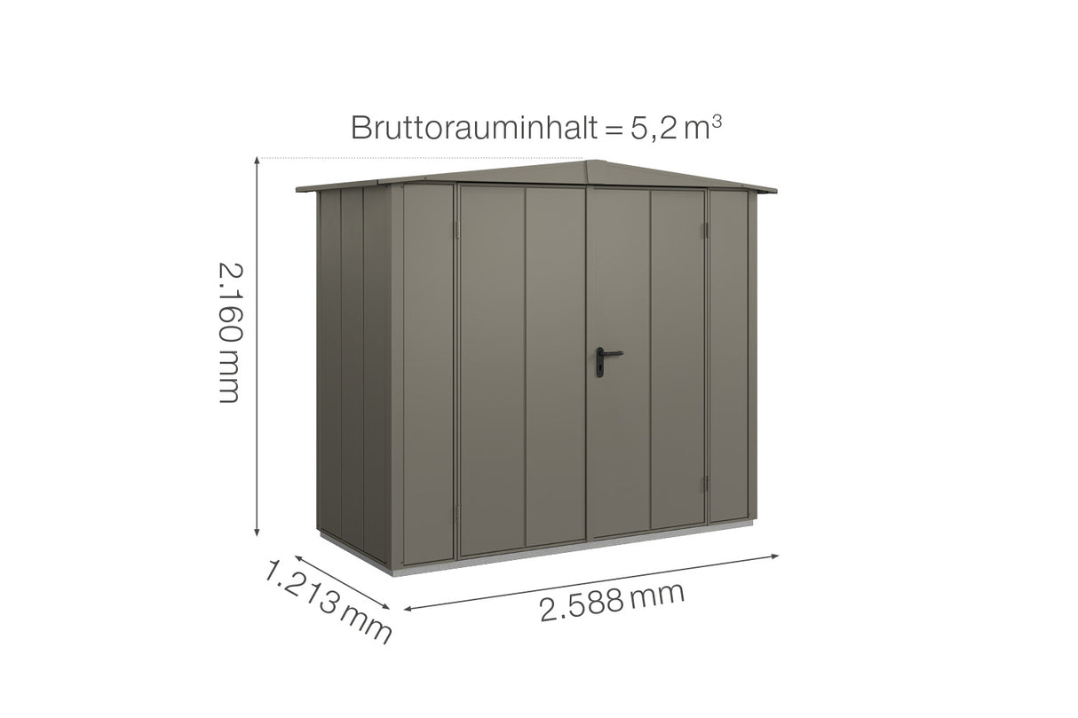 Hörmann Gerätehaus Modell Berry Modern Typ1 Satteldach quarzgrau Doppeltür Maße