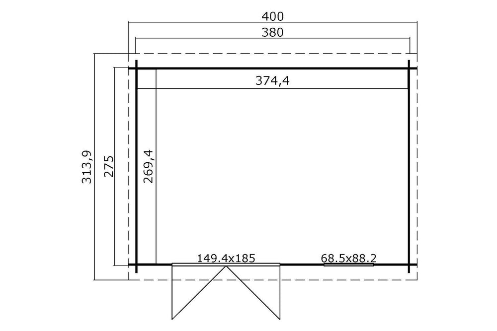 Lasita Maja Gartenhaus Modell Amira 275 380 x 275 cm Grundriss