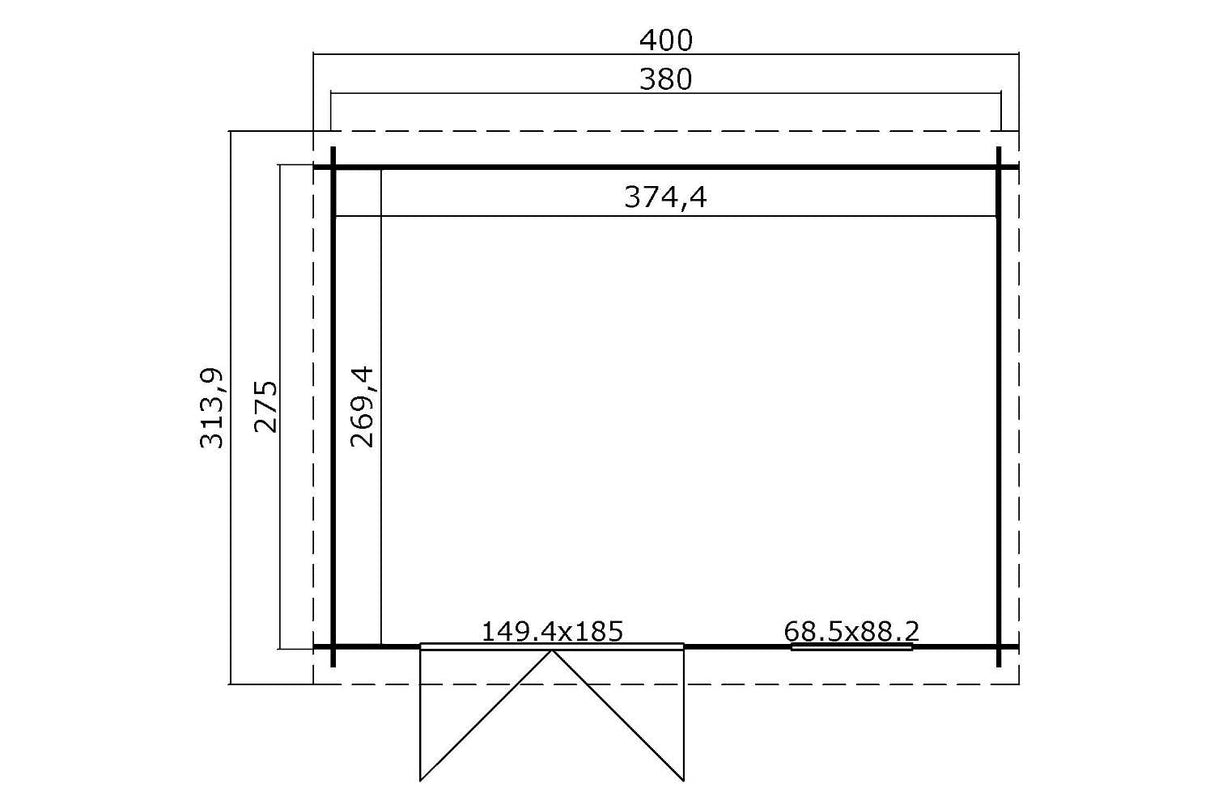 Lasita Maja Gartenhaus Modell Amira 275 380 x 275 cm Grundriss