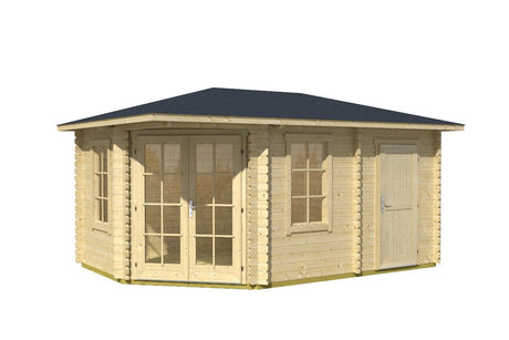 Lasita Maja Gartenhaus Modell Aruba 2A Natur freigestellt Anbau rechts