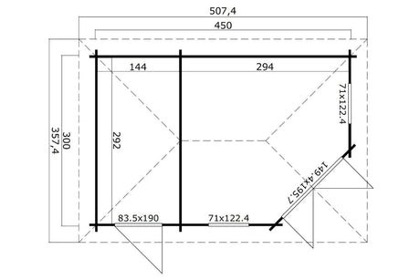 Lasita Maja Gartenhaus Modell Aruba 2B Grundriss Anbau links