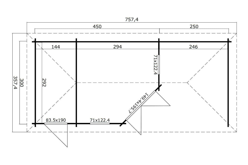 Lasita Maja Gartenhaus Modell Aruba 3B Grundriss