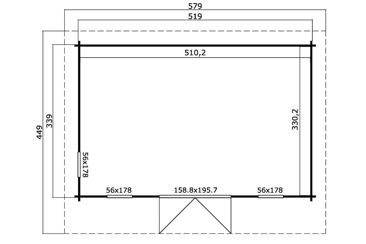 Lasita Maja Gartenhaus Modell Barbados 519 x 339 cm Grundriss