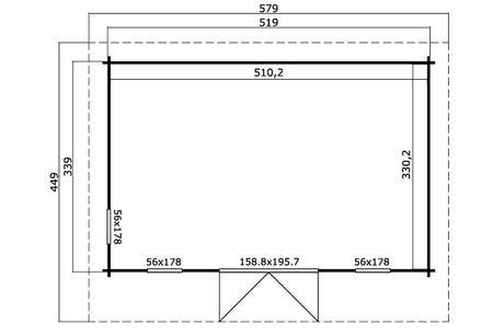 Lasita Maja Gartenhaus Modell Barbados 519 x 339 cm Grundriss