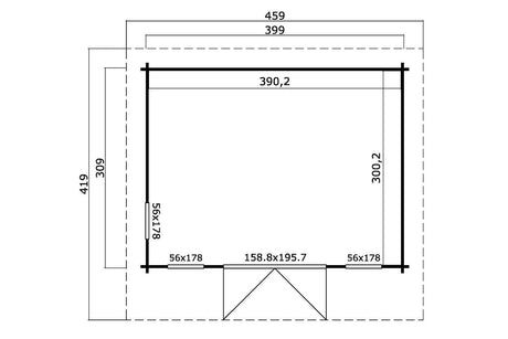 Lasita Maja Gartenhaus Modell Barbados 399 x 309 cm Grundriss