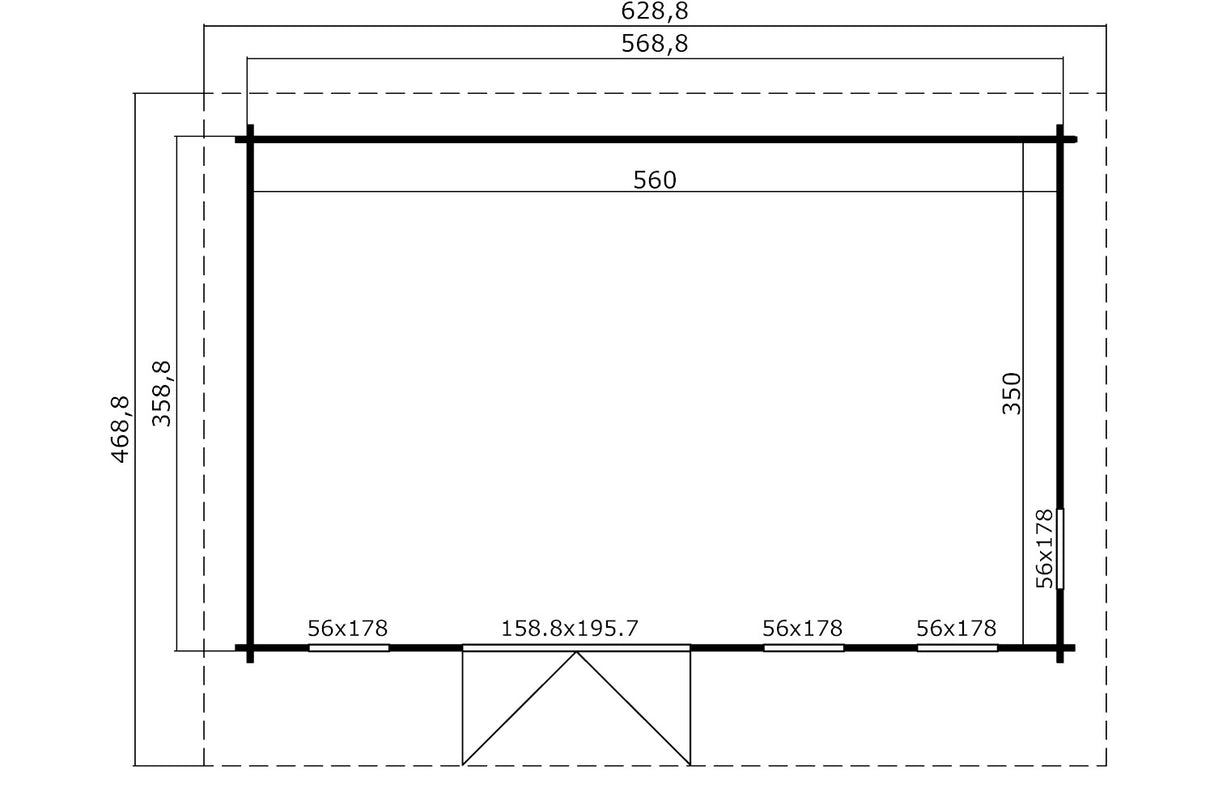 Lasita Maja Gartenhaus Modell Barbados 569 x 359 cm Grundriss