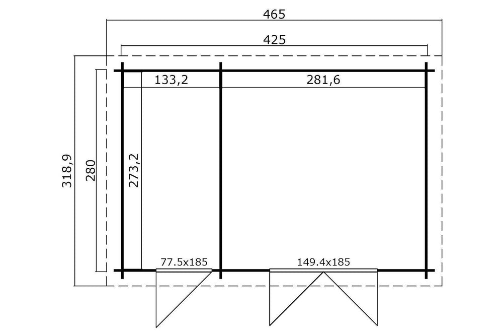 Lasita Maja Gartenhaus Modell Belmont 425 x 280 cm Grundriss