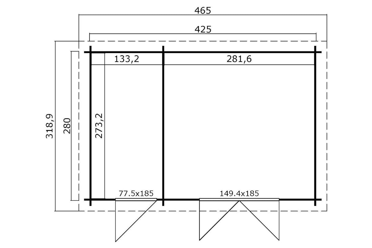 Lasita Maja Gartenhaus Modell Belmont 425 x 280 cm Grundriss