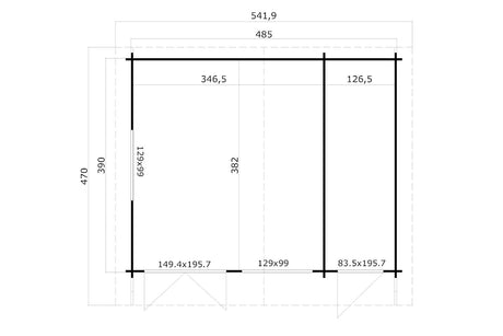 Lasita Maja Gartenhaus Modell Borkum 6 485x390 cm Grundriss