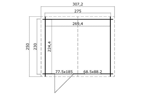 Lasita Maja Gartenhaus Modell Nina 275 x 230 cm Grundriss