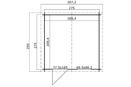 Lasita Maja Gartenhaus Modell Nina 275 x 275 cm Grundriss