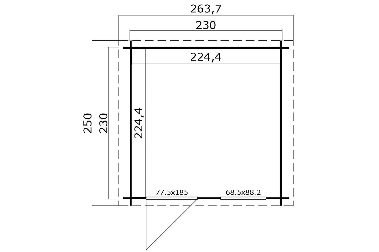 Lasita Maja Gartenhaus Modell Wels 2 230 x 230 cm Grundriss