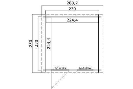 Lasita Maja Gartenhaus Modell Wels 2 230 x 230 cm Grundriss