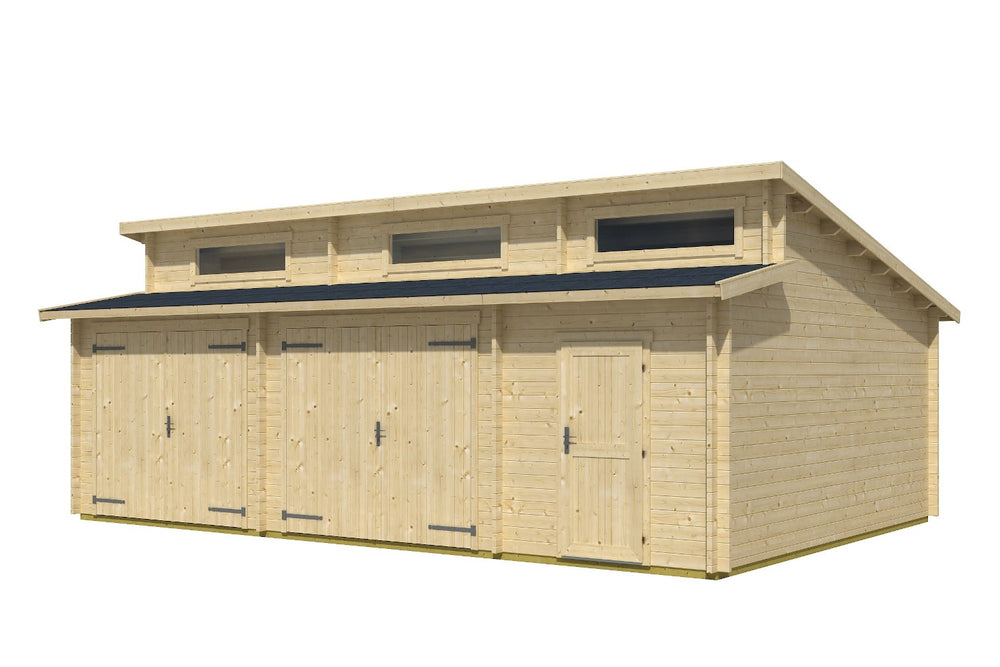 Lasita Maja Holzgarage Modell Hawaii mit Holztoren freigestellt